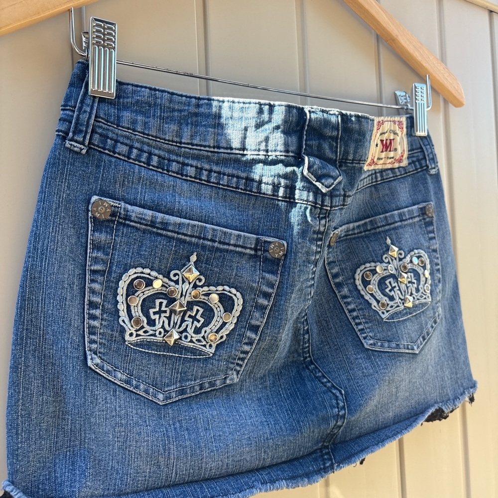 Embellished Denim Mini Skirt